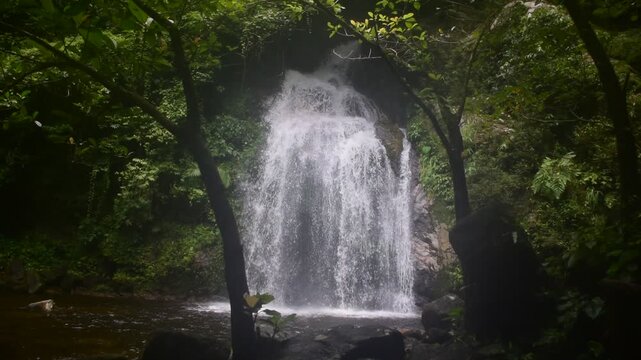 Rim Sai the 3th tier of dad fa waterfall nestled within the lush rainforest of tai rom yen national park in ban na san district surat thani province thailand