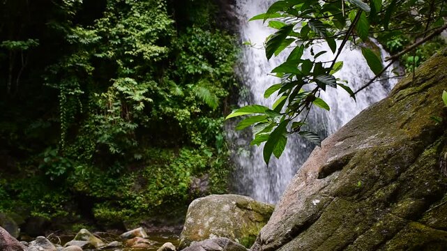 Rim Sai the 3th tier of dad fa waterfall nestled within the lush rainforest of tai rom yen national park in ban na san district surat thani province thailand