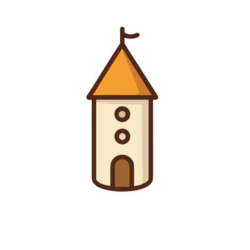 Stylized Tower Illustration with Flag