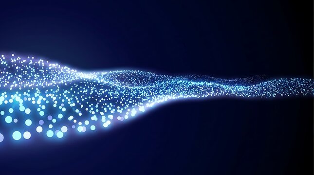 Burst of white particles exploding across a deep blue background