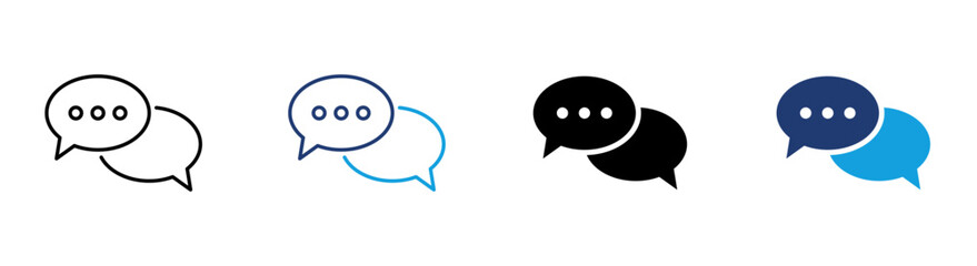 Obraz premium Conversation bubble icon set. Speech bubble symbols. Simple pictogram for chat, communication, messaging, dialogue and conversation concepts.