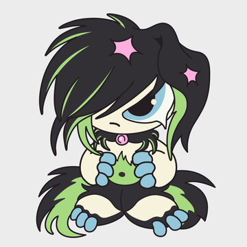 Shaggy cartoon animal. Funny character. Cartoon character design.