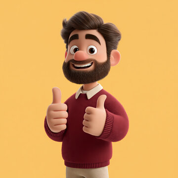 A smiling person in a striped shirt and bow tie giving a thumbs up
