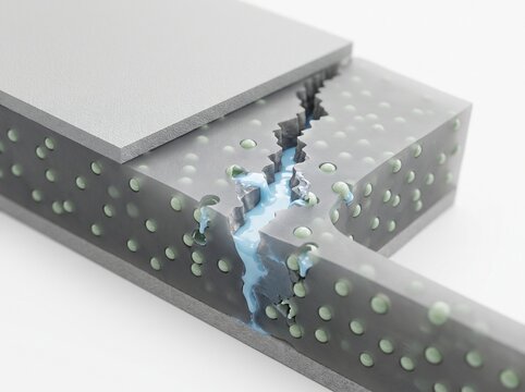 Abstract 3d cracked block with glowing blue light inside