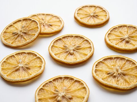 Dried orange slices arranged on a surface