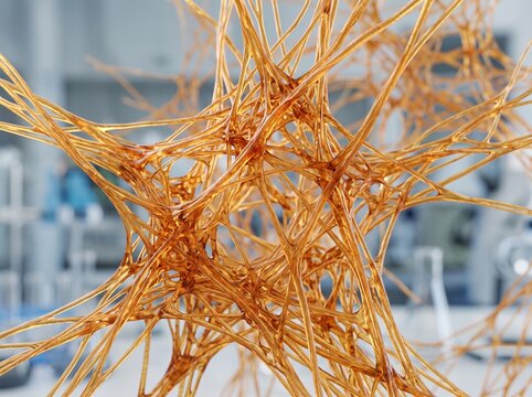 Abstract golden star structure made of thin sticks