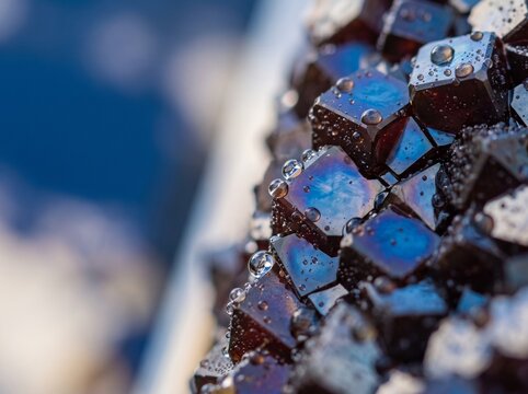 Abstract blue crystals and geometric shapes background