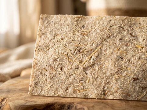 Natural handmade paper sheet with plant fiber texture