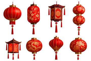 chinese new year lanterns set of 8 without background © krisna