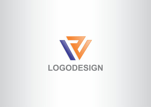 Modern letter V and W geometric logo template for corporate tech business branding, abstract triangle icon for startup identity vector