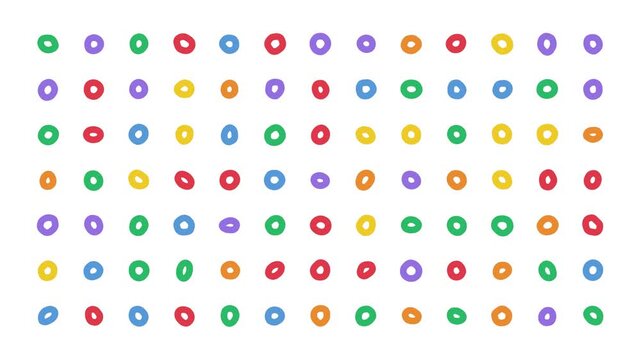Boiling animation set of colorful buttons or colorful dots