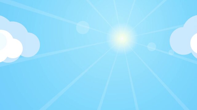 Clouds drift across a bright blue sky before clearing to reveal the shining sun.