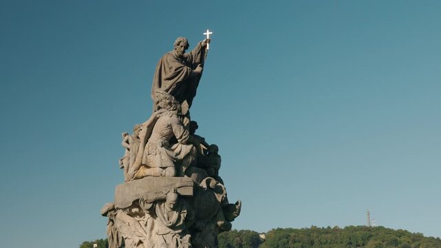 Statues of Saints Vincent Ferrer and Procopius on Charles Bridge in