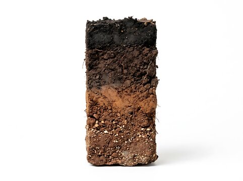 Cross section of soil layers showing dirt and earth