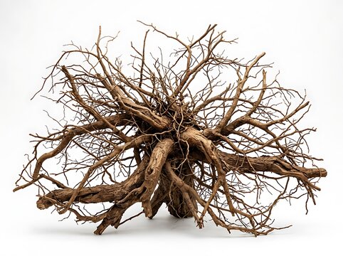 Old tree root system with tangled branches