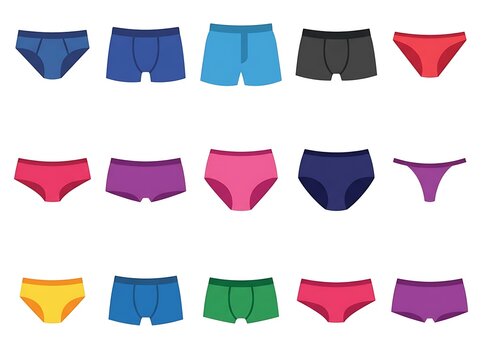 Set of colorful underwear for men and women