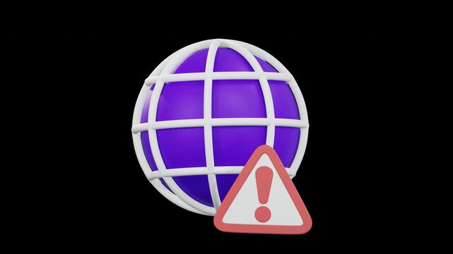 3D Animated Browser Error and Internet Connection Warning Icon