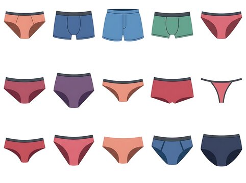 Set of various men and women underwear icons