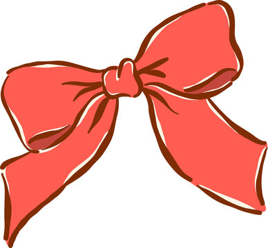 Handdrawn Red Ribbon Bow Illustration