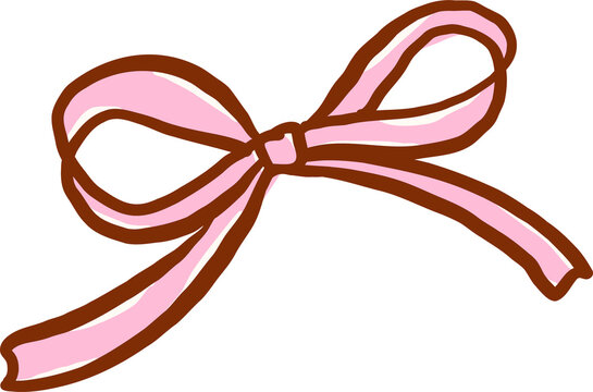 Hand Drawn Pink Ribbon Bow Illustration