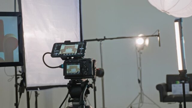 Professional film set camera and lighting equipment