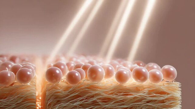 High-resolution microscopic view of skin cellular structure with light rays
