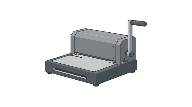Professional Document Binding Machine Illustration for Office Supplies and Business Presentation Design Resources