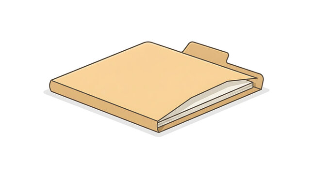 Simple Manila Folder Icon with Documents for Office Organization and File Management Concepts