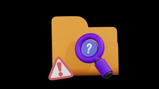 3D Animated Empty Folder Search Error Icon