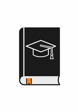 Academic book icon with graduation cap, symbol of knowledge and learning.