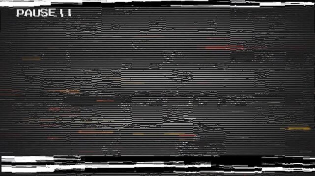 pause vhs&nbsp; retro glitch VHS effect transition Old film grain with dust  CRT and scan line seamless vintage overlay for retro video effect 4k video