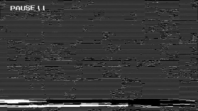 Retro VHS pause overlay  VCR PAUSE  Videotape Noise Damage Old. Analog film  Seamless loop 4K Video Background Overlay