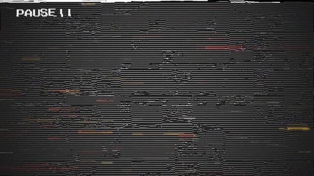 Vintage vhs pause screen  Crt VHS PAUSE static noise  television analog with glitch distortion 4k video