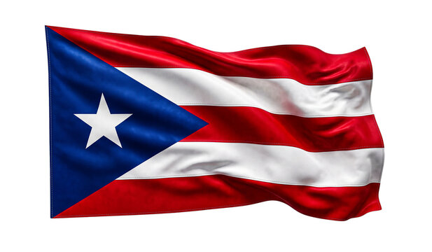 Puerto Rico flag waving in wind, close up, realistic fabric texture, national symbol.
