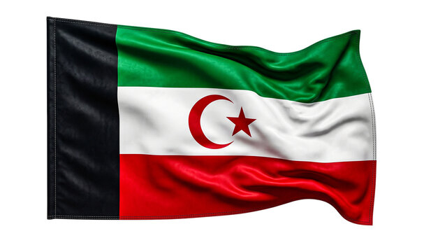 Western sahara waving flag isolated on transparent background for national day celebrations.