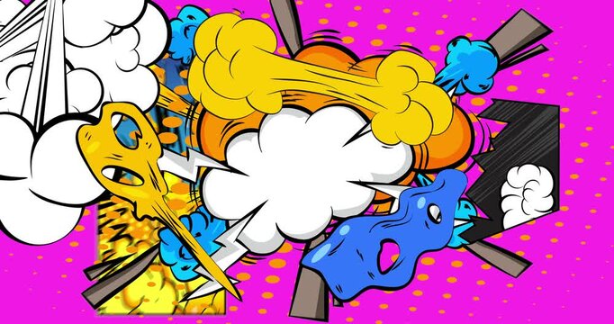 Cartoon background animation, comic book backdrop video. Retro comics pop art design.