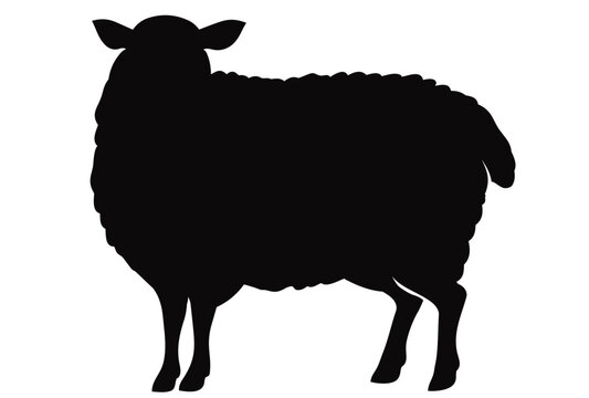 白い表面に立つ農場の動物の黒いシルエット