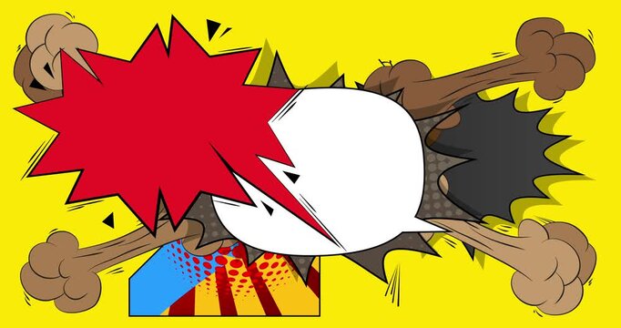 Cartoon background animation, comic book backdrop video. Retro comics pop art design.