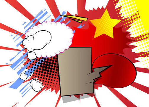 Vector cartoon background, colorful comic book backdrop. Retro comics pop art design.