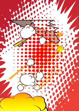 Vector cartoon background, colorful comic book backdrop. Retro comics pop art design.