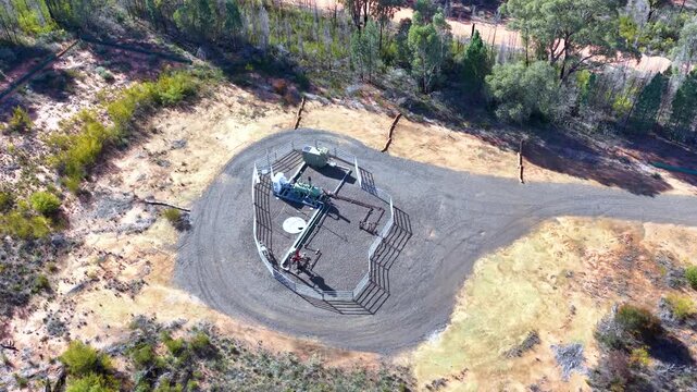 Aerial View of Gas Well Site in Bushland Enclosure