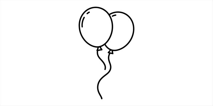 Two simple party balloons icon with strings for celebration and birthday events