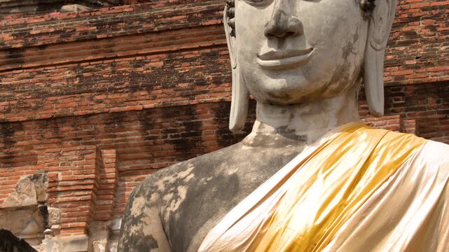 Stone Buddha Statue at Wat Yai Chai Mongkhon in Ayutthaya
