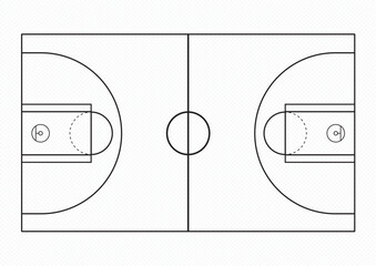 Line Art Basketball Court Diagram Isolated © cbgv