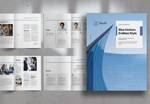 Blue and White Modern Corporate Business Proposal Brochure Layout