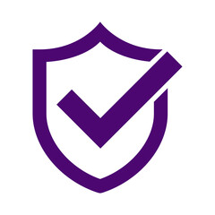 Purple shield icon with a check mark isolated on a white background transparent background © PNG 