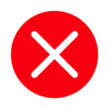 Red circle icon with a white cross mark representing rejection or negative choice transparent background
