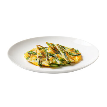 Korean Scallion Pancake on White Plate