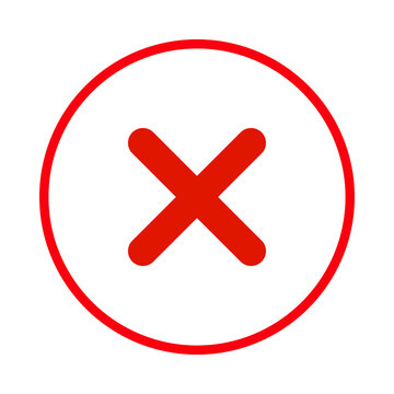 Red circle cross mark icon representing error or rejection sign transparent background