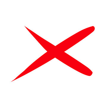 Isolated red cross shape icon representing a rejection or incorrect choice symbol transparent background